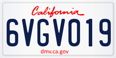 CA license plate 6VGV019