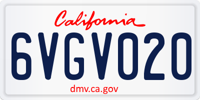 CA license plate 6VGV020