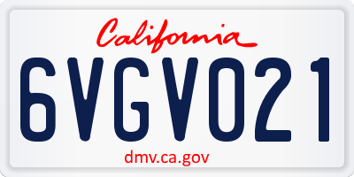 CA license plate 6VGV021