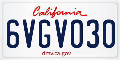 CA license plate 6VGV030