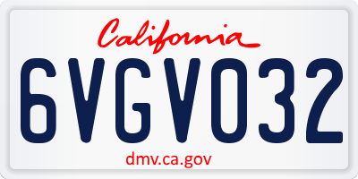CA license plate 6VGV032