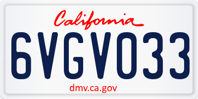 CA license plate 6VGV033