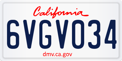 CA license plate 6VGV034