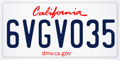 CA license plate 6VGV035