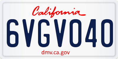 CA license plate 6VGV040