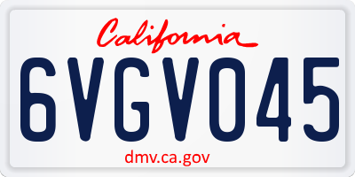 CA license plate 6VGV045