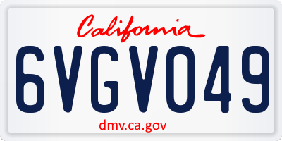CA license plate 6VGV049