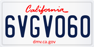 CA license plate 6VGV060