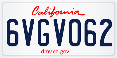 CA license plate 6VGV062