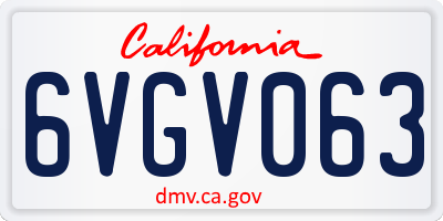 CA license plate 6VGV063