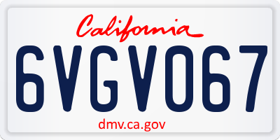 CA license plate 6VGV067