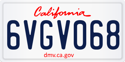 CA license plate 6VGV068