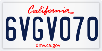 CA license plate 6VGV070