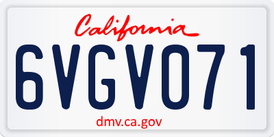 CA license plate 6VGV071