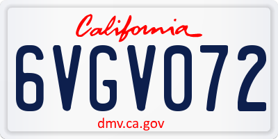 CA license plate 6VGV072