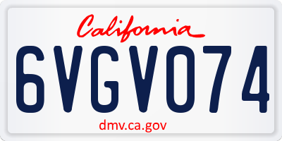 CA license plate 6VGV074