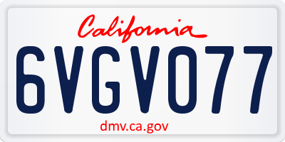 CA license plate 6VGV077