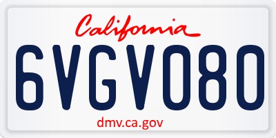 CA license plate 6VGV080