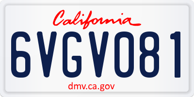 CA license plate 6VGV081