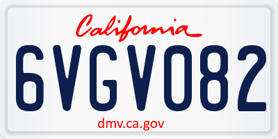 CA license plate 6VGV082