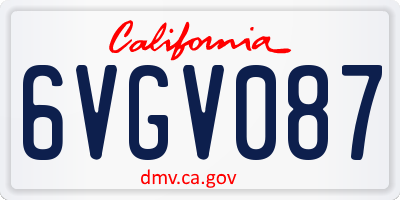 CA license plate 6VGV087