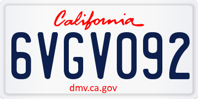 CA license plate 6VGV092