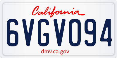 CA license plate 6VGV094