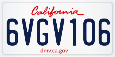 CA license plate 6VGV106