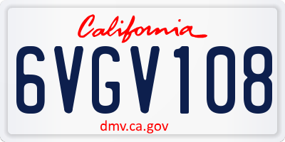 CA license plate 6VGV108