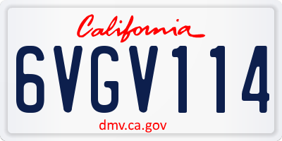 CA license plate 6VGV114