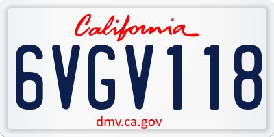 CA license plate 6VGV118