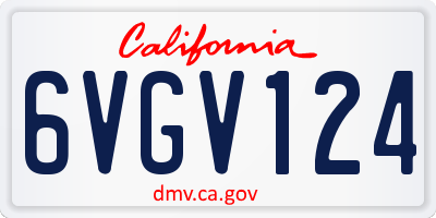 CA license plate 6VGV124