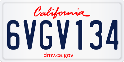 CA license plate 6VGV134