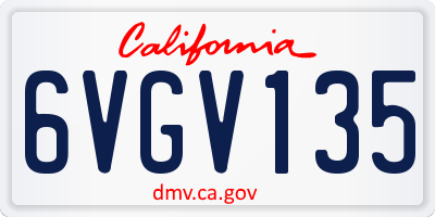 CA license plate 6VGV135