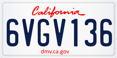 CA license plate 6VGV136