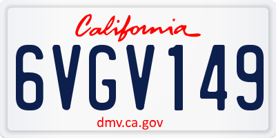 CA license plate 6VGV149
