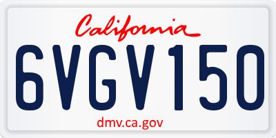 CA license plate 6VGV150