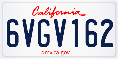 CA license plate 6VGV162