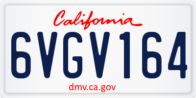 CA license plate 6VGV164