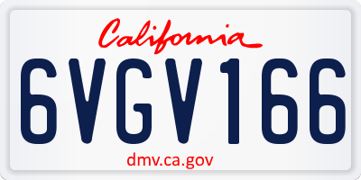 CA license plate 6VGV166