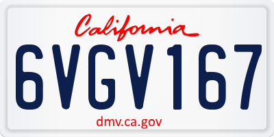 CA license plate 6VGV167