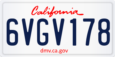 CA license plate 6VGV178