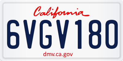 CA license plate 6VGV180
