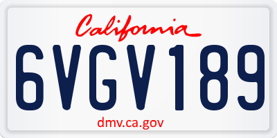 CA license plate 6VGV189