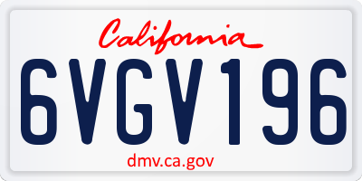 CA license plate 6VGV196