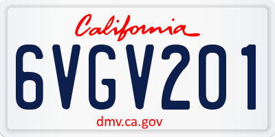 CA license plate 6VGV201