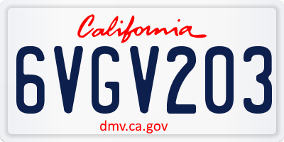 CA license plate 6VGV203
