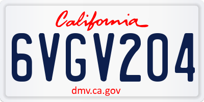 CA license plate 6VGV204