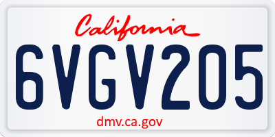 CA license plate 6VGV205