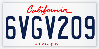 CA license plate 6VGV209